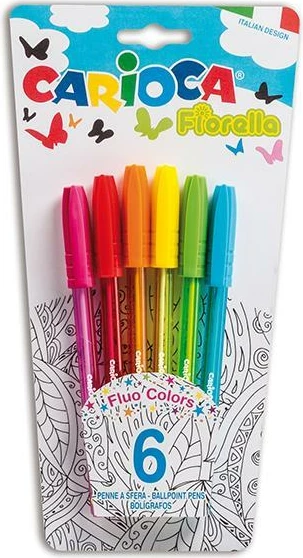 Markerë Carioca Fiorella, set prej 6 copë, ngjyra fluo