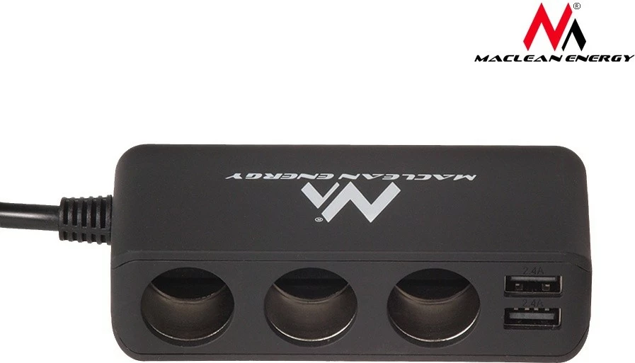 Ndarës prizë çakmaku Maclean MCE117, 3 dalje, 2xUSB, voltmetër, i zi