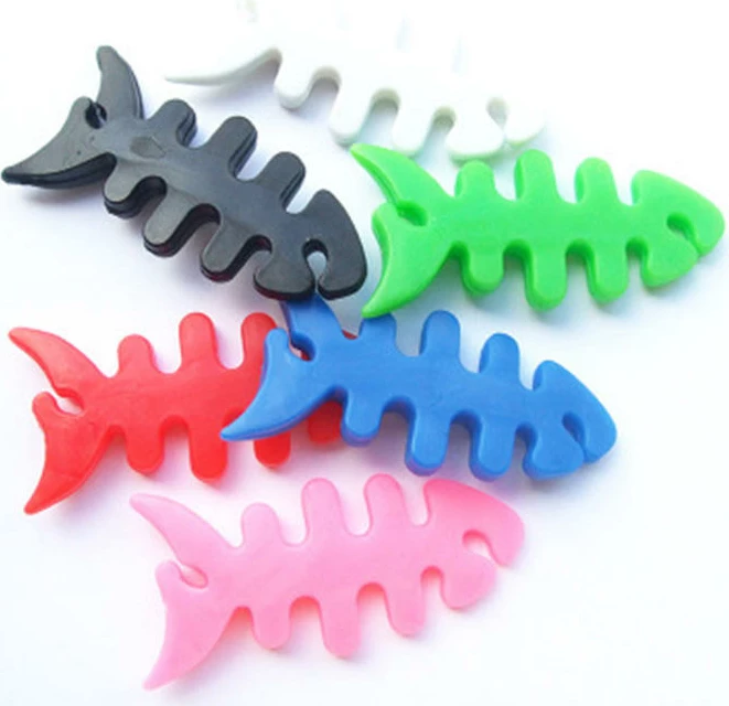 Mbështjellës kabllo për kufje Hurtel, formë peshku, plastikë, rozë