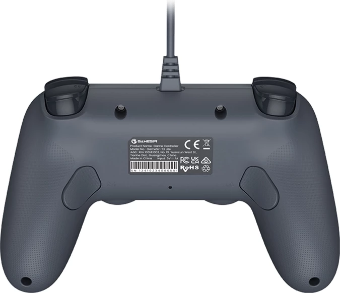 Gamepad me kabllo, GameSir T3 GY Tegenaria Lite, 1000 Hz, Hall effect sticks, dy motorë vibrimi, butona të programueshëm, gri