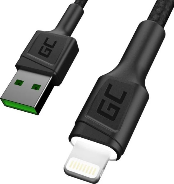Kabllo USB - Lightning Green Cell GC Ray, 200 cm, e zezë