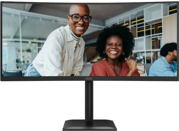Monitor i lakuar AOC CU34E4CV 34'' WQHD 3440x1440 120Hz VA HDR10 USB-C 90W KVM HDMIx2 DP RJ45 Altoparlantë, i zi