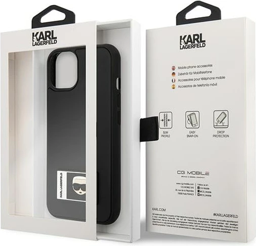 Mbështjellës Karl Lagerfeld KLHCP13S3DKPK për iPhone 13 mini, Ikonik Patch, i zi