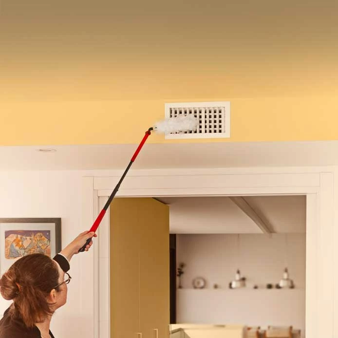 Set lopatë pluhuri me dorezë të gjatë Vileda Flex&Catch, 1 refill, Kuqe