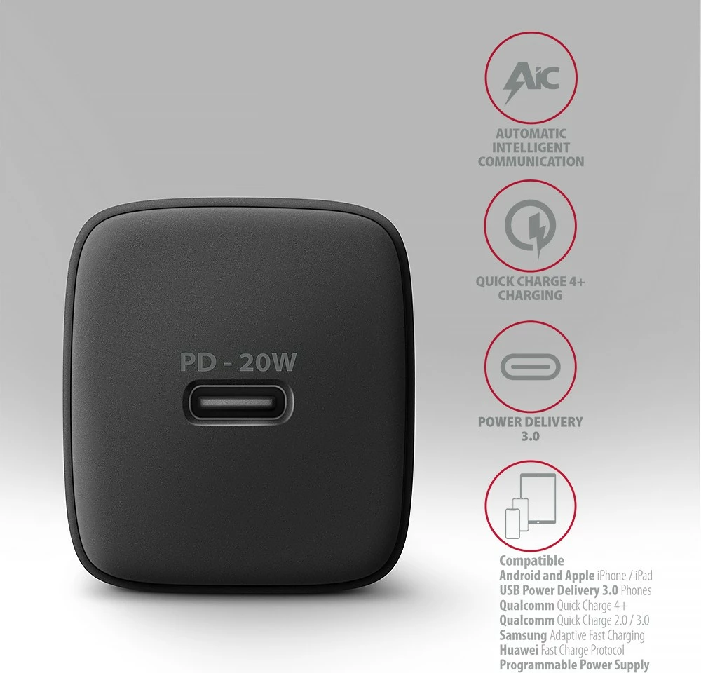 Karikues muri AXAGON ACU-PD20, 20W, 1x USB-C, i zi