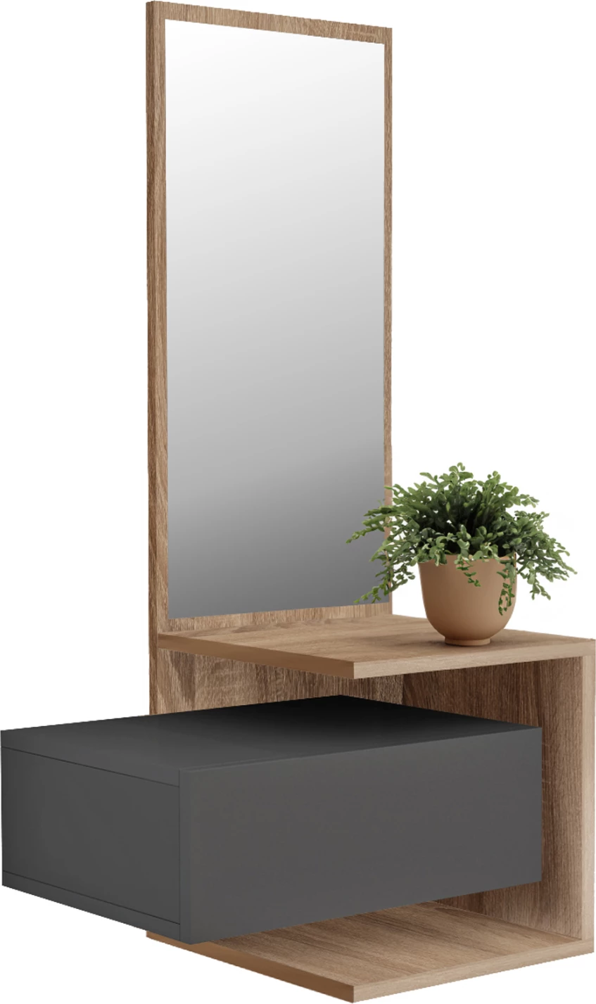 Mobilje hyrëse me pasqyrë MEARA FH8984.11 melaminë në Sonama-Gri 49,1x31,3x90Hcm