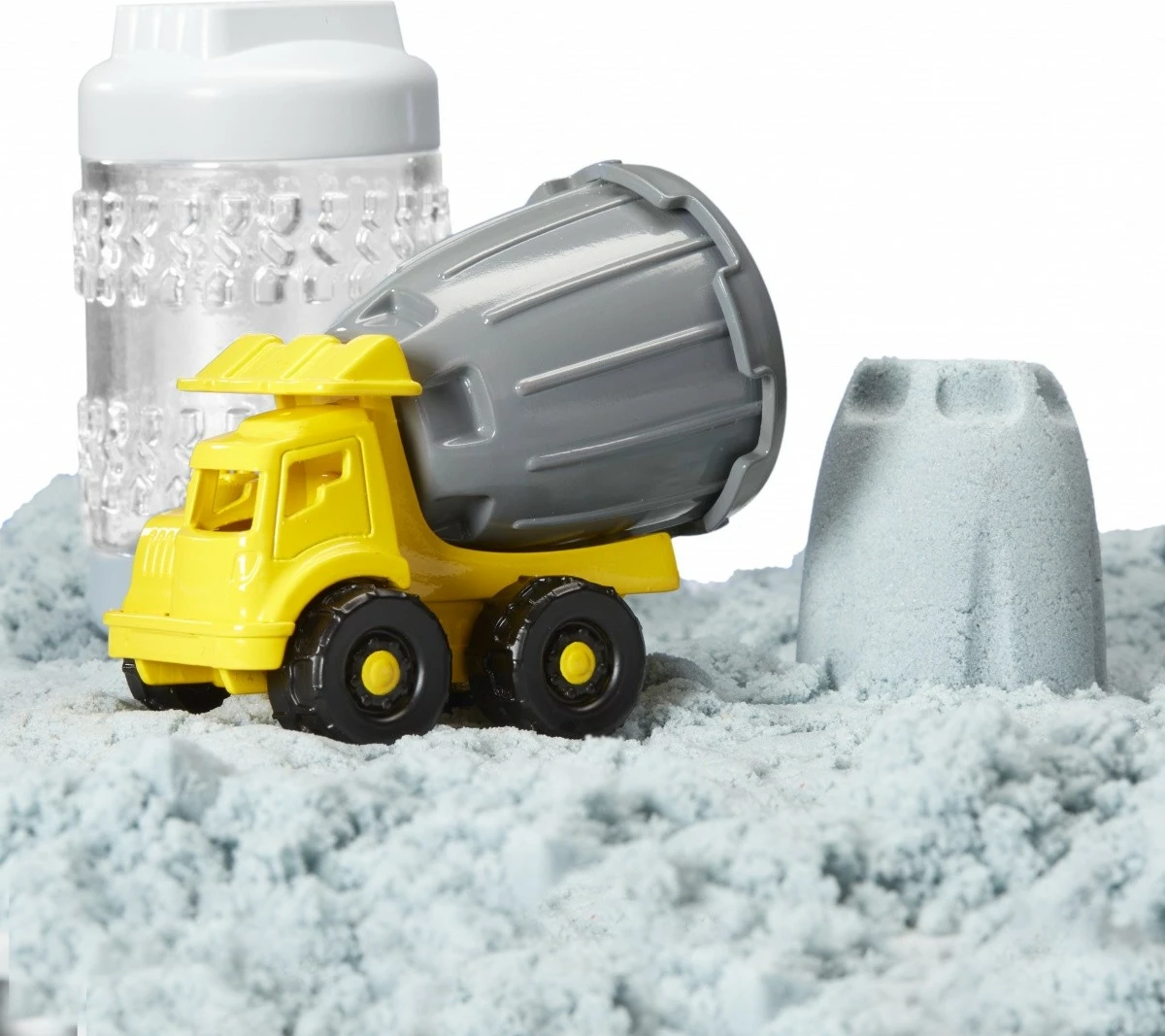 Set lodrash Wonder Factory Never Dry Sand Trucks, MGA, 595168-EUC/532934, me rërë kinetike dhe kamion betoni, plastikë