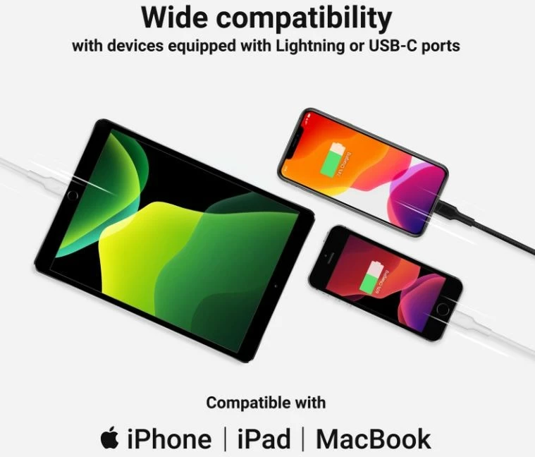 Kabllo Green Cell PowerStream USB-C në Lightning 1m, e bardhë