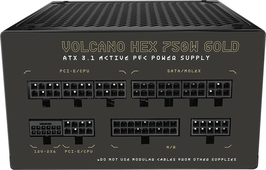 Furnizues energjie ATX MODECOM Volcano HEX 750W 80 PLUS Gold, modular, ATX 3.1, 12VHPWR
