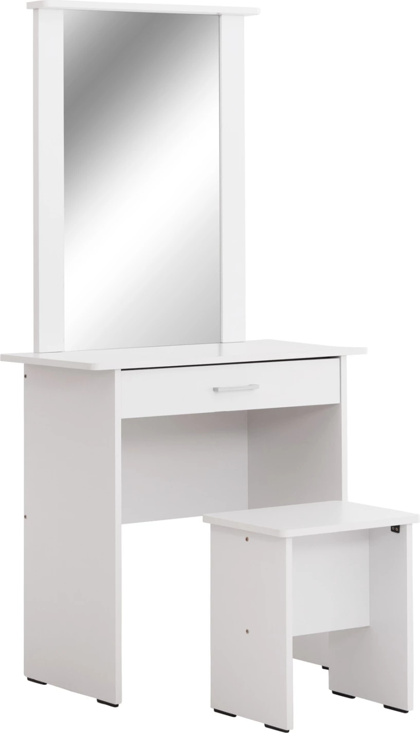 Set tavoline tualeti me pasqyrë dhe karrige CRYSTEL FH9938.01 melaminë e bardhë 74x39x155H cm.