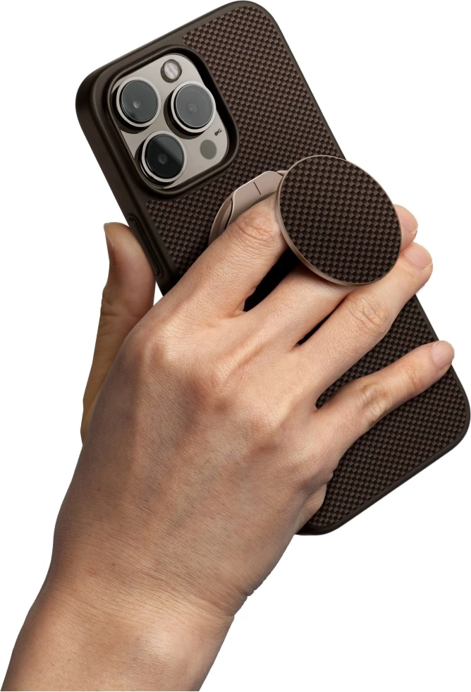 Mbështjellës UNIQ Keva Air Magclick Charging GripFit për iPhone 16 Pro, Kafe
