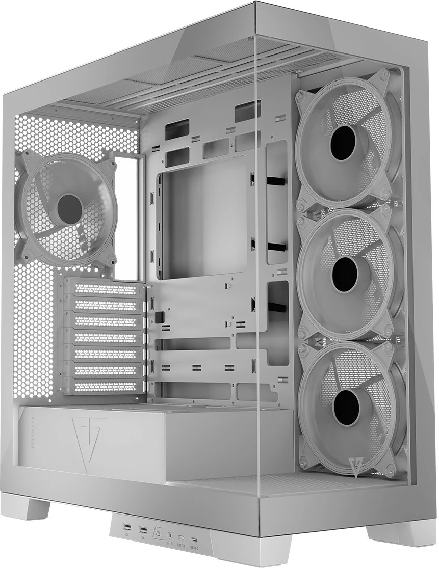 Kasë MODECOM Volcano Space ARGB, Midi Tower, xham i temperuar, e bardhë