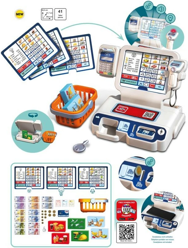 Kasë vetëshërbimi lodër Klein 7265 me aplikacion, shumëngjyrëshe, set aksesorësh