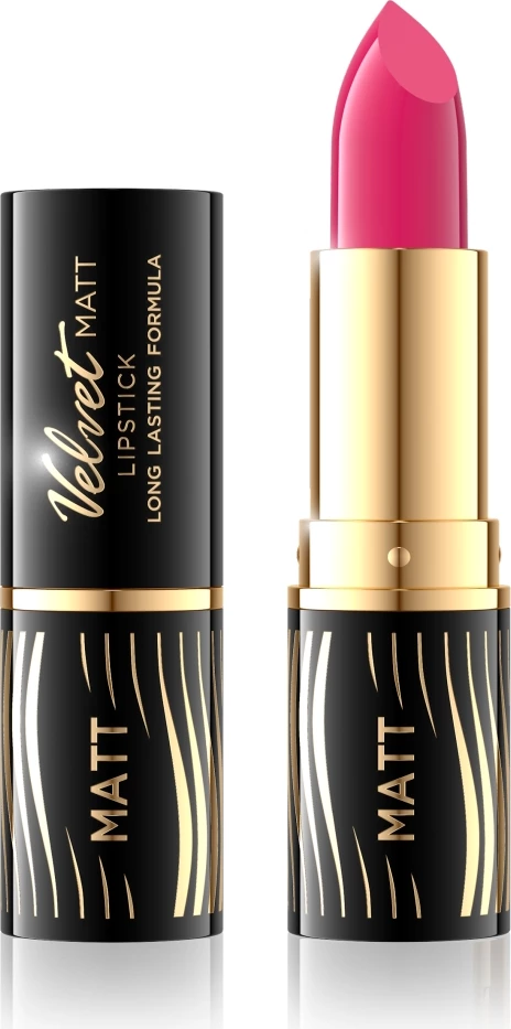 Buzëkuq mat për femra Eveline Cosmetics Velvet Matt 502 Vibrant Fuchsia, 4.1g