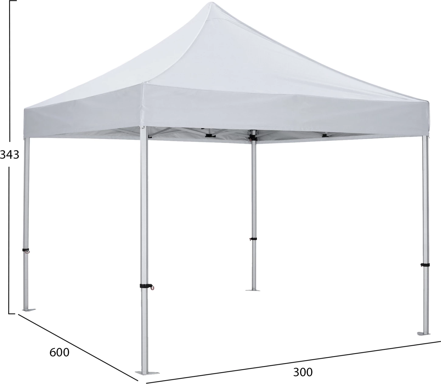 Gazebo profesional i palosshëm, kornizë alumini, ngjyrë argjendi, hije e bardhë, 3x3x3.43m