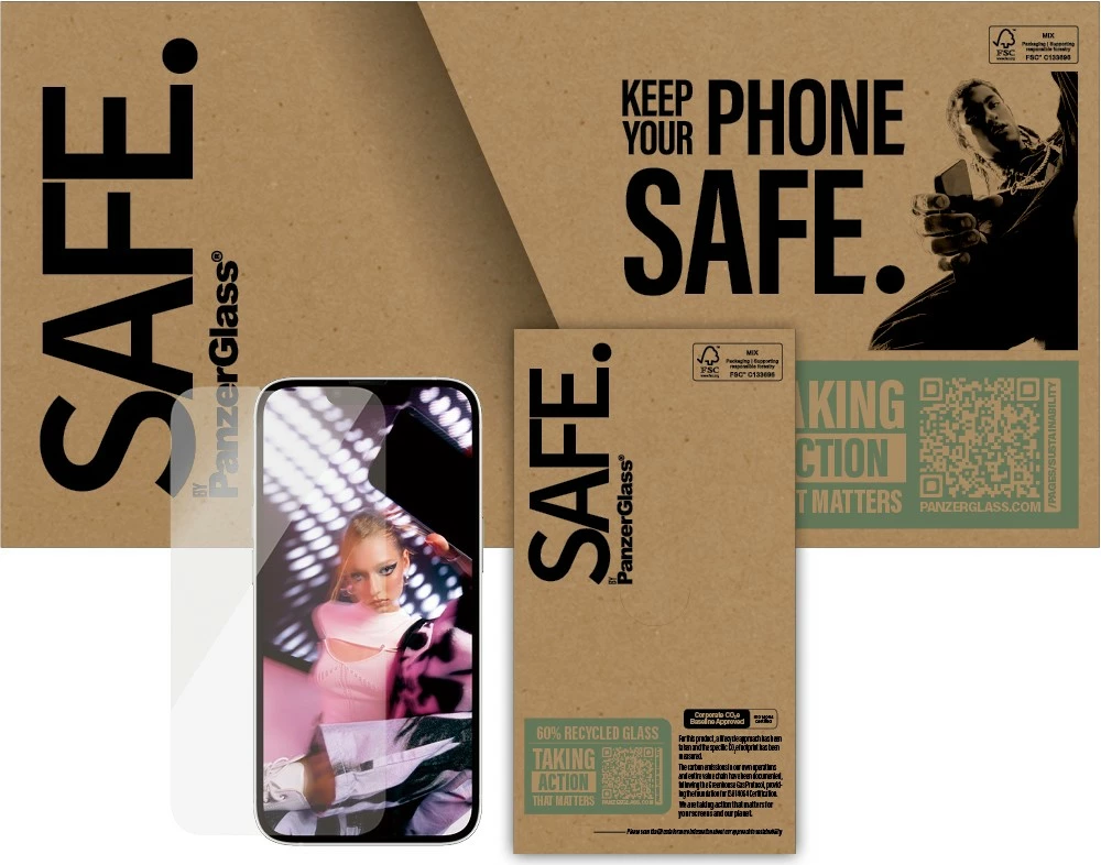 Mbështjellës ekrani PanzerGlass për iPhone 16e/14/13/13 Pro, transparent