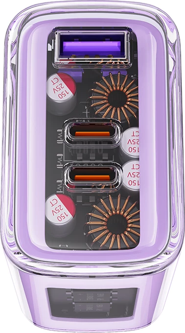 Karikues muri Acefast A45, 65W, 3 porta (2xUSB-C, 1xUSB), GaN, vjollcë