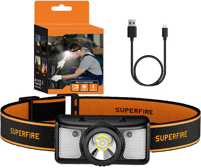 Dritë koke Superfire HL91-X, 200 lumen, USB-C, e zezë
