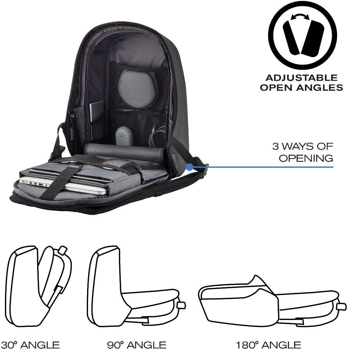 Çantë shpine anti-vjedhje XD DESIGN BOBBY HERO REGULAR, 16L, e zezë