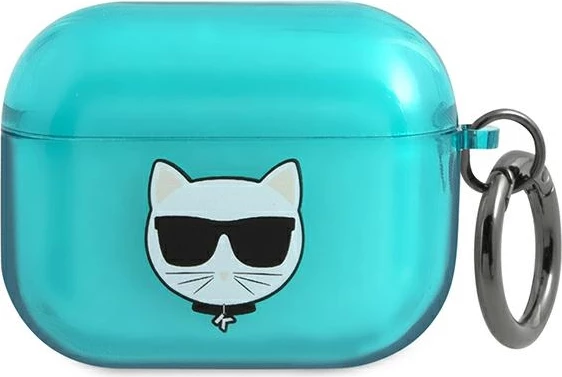 Mbështjellës Karl Lagerfeld KLAPUCHFL për AirPods Pro, Choupette, kaltër