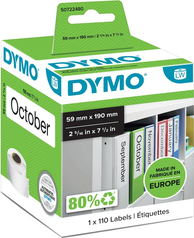 Etiketa Dymo 99019 / S0722480 59 x 190 mm rrotull 110 copë pa ngjyrë