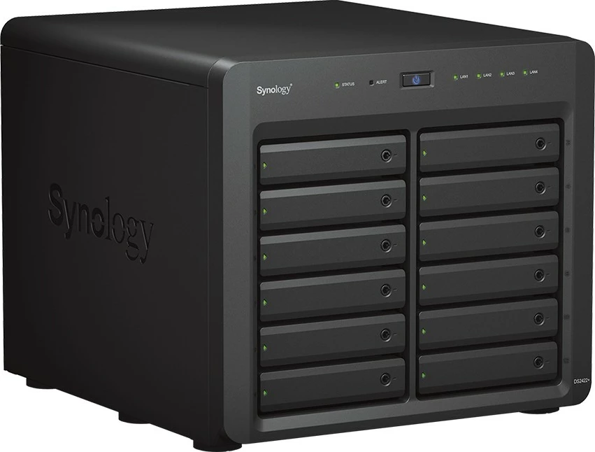 Kasë NAS Synology DS2422+, 12 vende për disqe, 4GB RAM, AMD Ryzen V1500B, E zezë