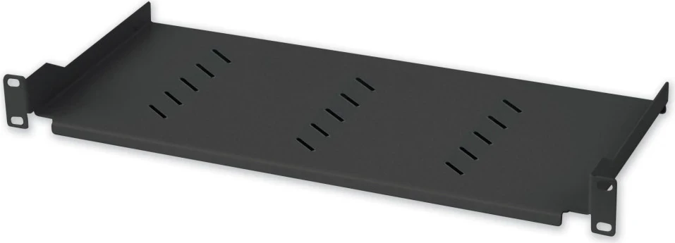 Raf Techly 360882 1U 150mm për kasë 19, me 2 pika montimi, e perforuar, në ngjyrë të zezë