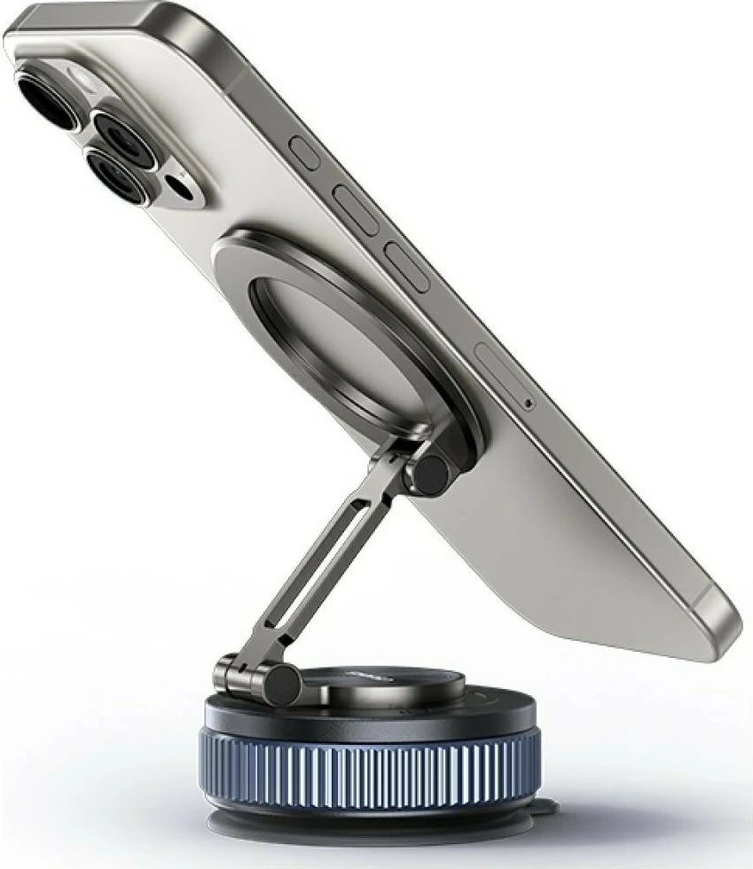 Mbajtës magnetik për makinë, USAMS ZJ084, montim në grilë ajrimi, rrotullim 360°, për celularë 4–7", me 2 pllaka metalike, zi