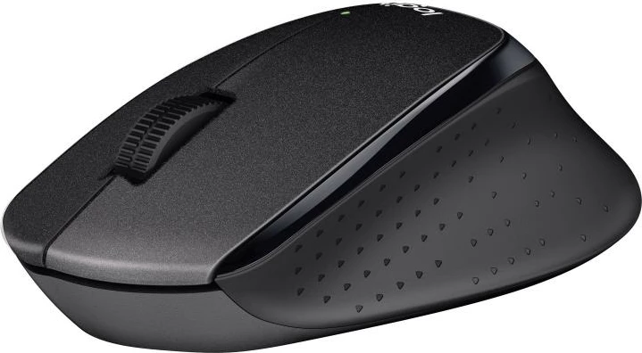 Maus Logitech M330 Silent Plus (910-004909) pa kabëll 2.4 GHz me nano USB, klikime të heshtura, butona anësorë, e zezë