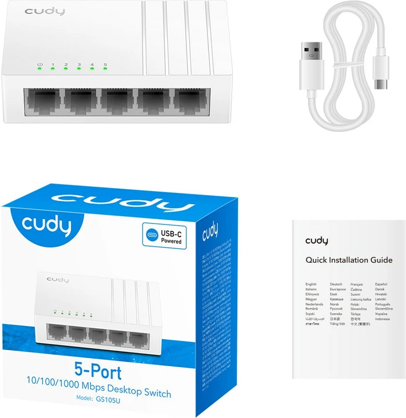 Switch rrjeti Cudy GS105U, 5 porta Gigabit Ethernet, i bardhë
