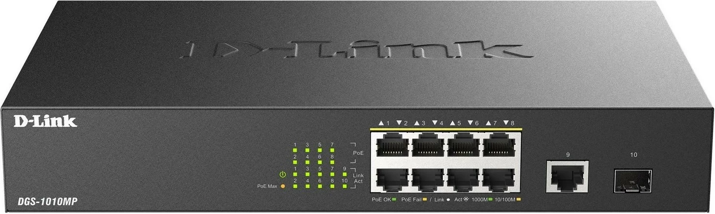 Switch D-link DGS-1010MP/E, 8 PoE porta, 1 SFP, 9 porta Gigabit