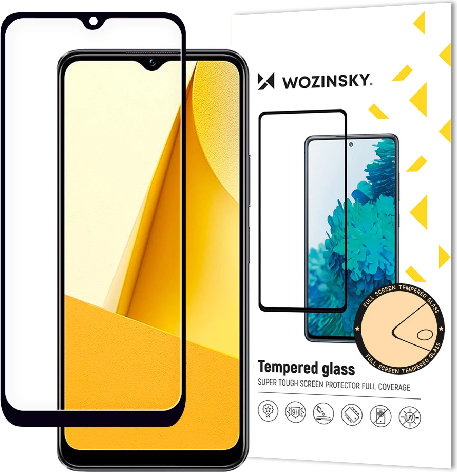 Xham i temperuar Wozinsky Full Glue për Vivo Y16 / Y02s, Full Screen me kornizë, zi