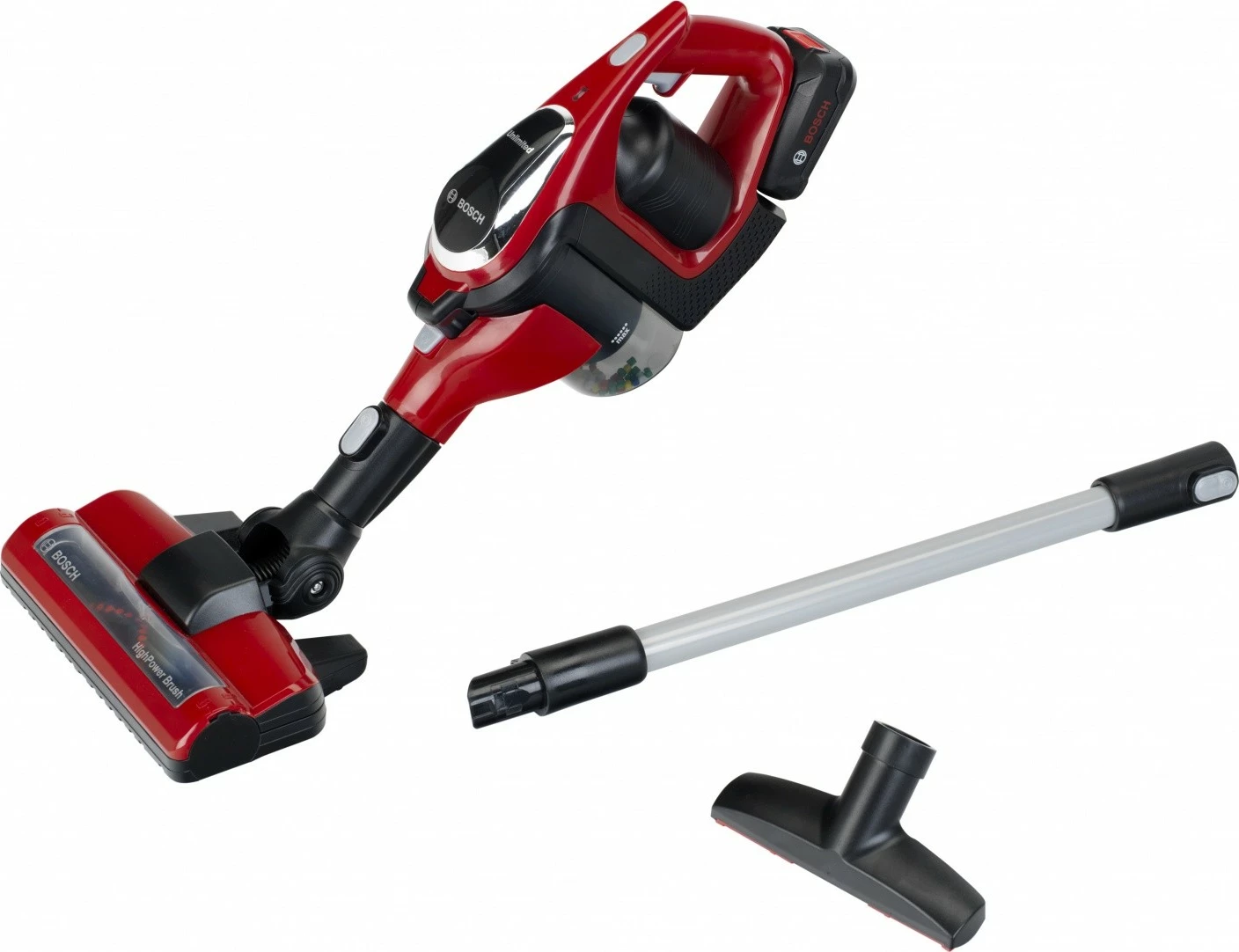 Lodër fshesë me korrent Klein Bosch Unlimited, për fëmijë, e kuqe/zezë/argjend