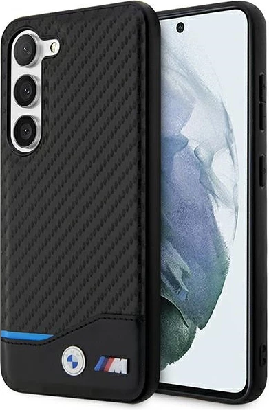 Mbështjellës BMW Leather Carbon për Samsung Galaxy S23+, i zi
