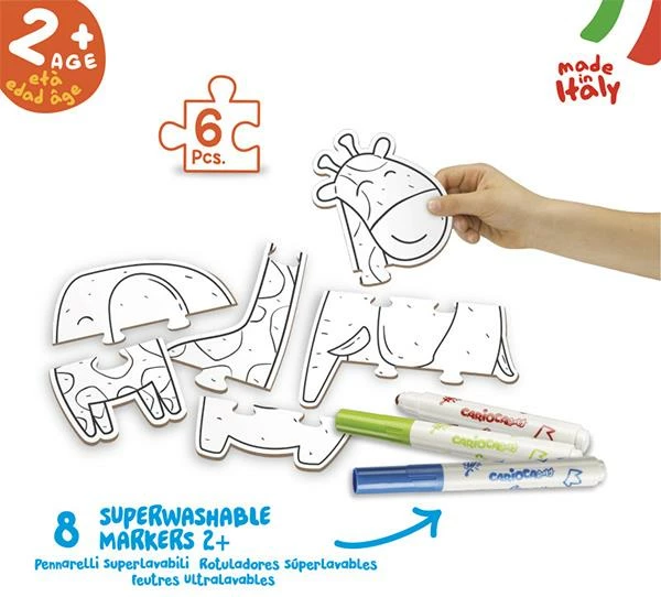 Puzzle ngjyrosës për fëmijë Carioca Baby, 20 pjesë, me markerë
