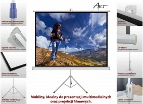 Ekran portativ për projektor ART ER T84 4:3, 170x127cm, me tripod