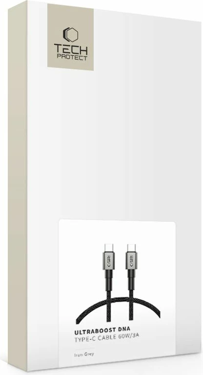 Kabllo USB-C Tech-Protect UltraBoost DNA, 25cm, 60W, Gri