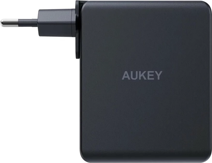 Karikues murit AUKEY PA-B7O Omnia II, 140W, 3xUSB (2xUSB-C + 1xUSB-A), i zi, me adapterë ndërkombëtarë