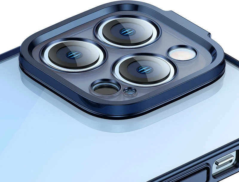 Mbështjellës Baseus Glitter për iPhone 14 Pro me xham të temperuar, kaltër