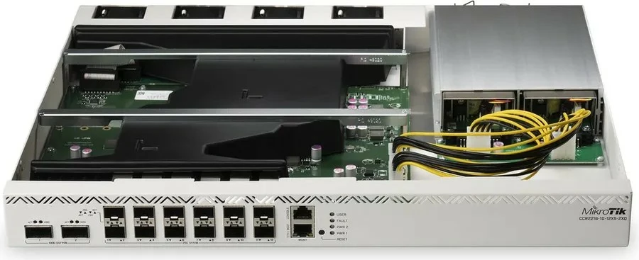 Ruter MikroTik CCR2216-1G-12XS-2XQ, 16 bërthama, 16 GB RAM, 12x SFP28, 2x QSFP28, Argjendtë