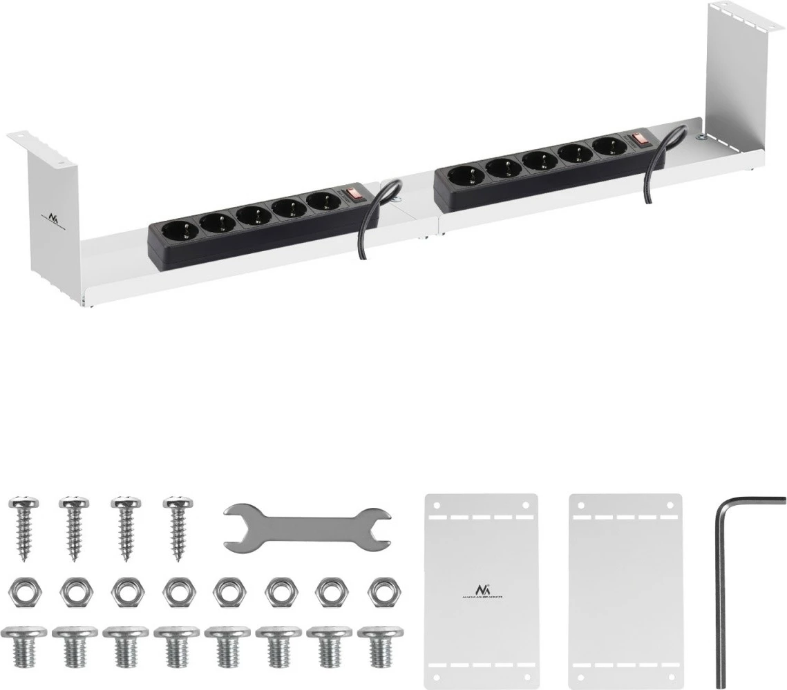 Organizues kabllosh Maclean MC-107 W, nën tavolinë, çelik, Bardhë