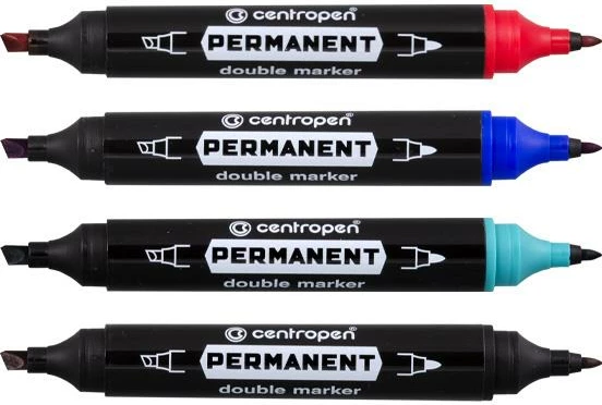 Markerë permanent Centropen me dy maja, 4 ngjyra