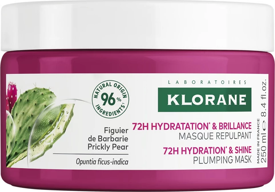 Maskë për flokë Klorane 72H Hydration & Shine Plumping për femra, 250ml