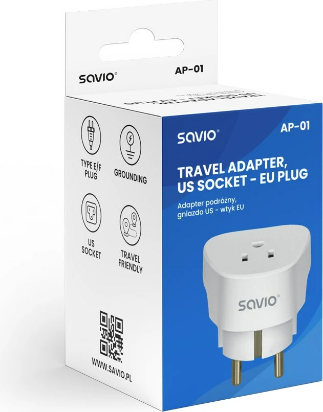 Adapter elektrik SAVIO AP-01, i bardhë