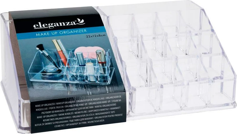 Kuti organizuese KOOPMAN për kozmetikë dhe bizhuteri, H8x22x12.5cm, transparente