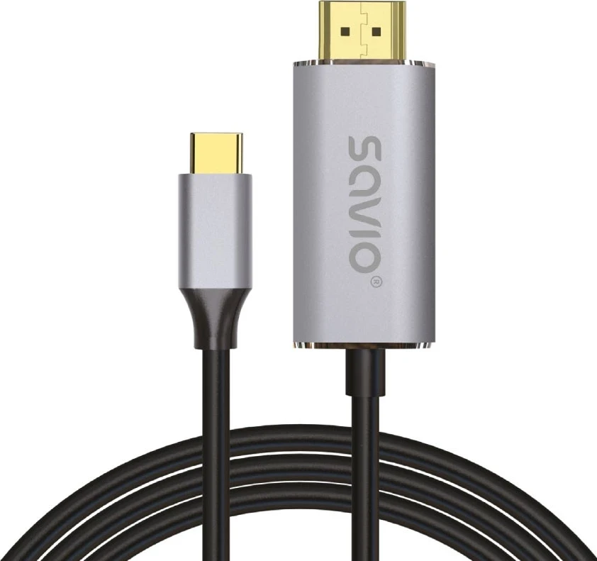 Kabëll Savio USB-C/HDMI 2.0b, 2m, bardhë