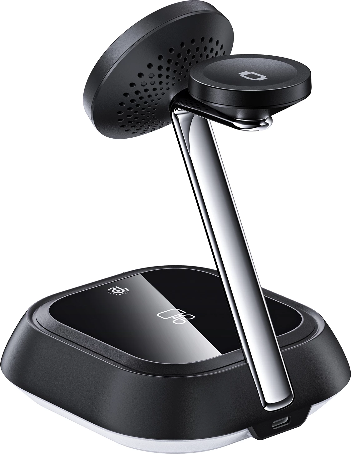 Stacion karikimi 3-në-1 Acefast E16, 15W, për telefon, orë dhe kufje, e zezë