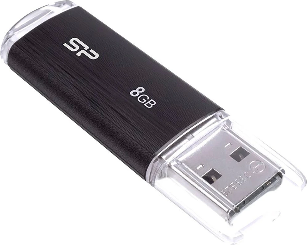 USB Silicon Power Ultima U02, 8 GB, USB 2.0, e zezë