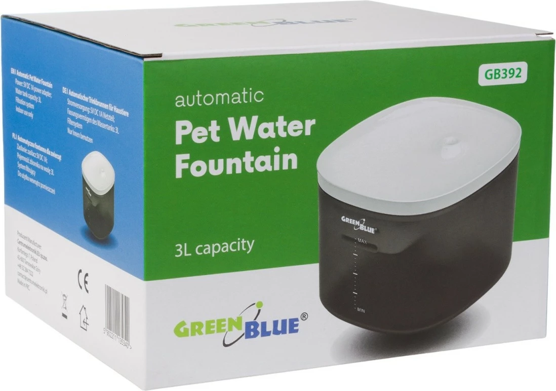 Dozator automatik uji për kafshë GreenBlue GB392, 3L, USB, Gri