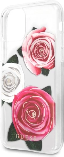 Mbështjellës Guess GUHCN58ROSTRT për iPhone 11 Pro, hardcase, Flower Desire Pink & White Rose, Transparent